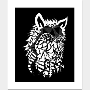 lone biker wolf pet in ecopop mexican pattern wallpaper Posters and Art